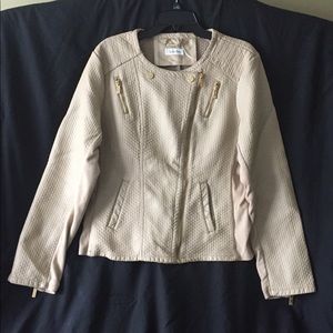 Calvin Klein tan leather jacket